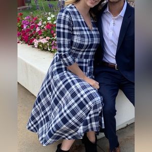 Agnes & Dora blue plaid midi dress